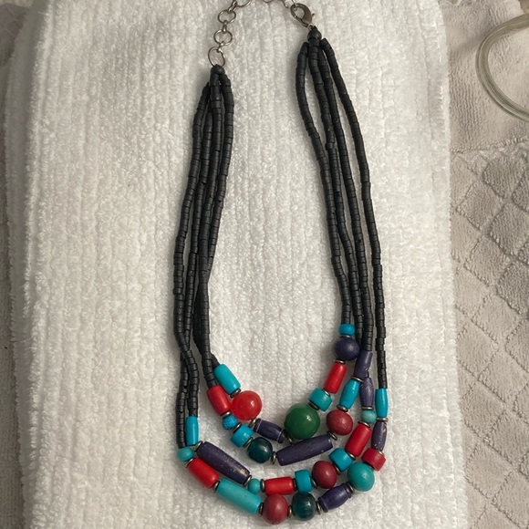 Chico's Jewelry - Chicos multi strand necklace with black hechi beads.